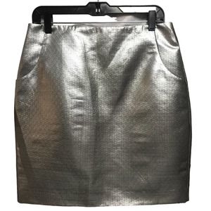 H&M Silver Metallic Skirt with Pockets Size 12